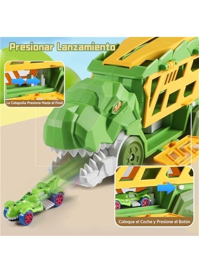 Kids Dinosaur Truck Toy With 6 Pieces Small Car Toys, Transport Truck Suitable for Kids 3-7 Years Old, Party, Birthday, Children's Day Gift  - Image 2