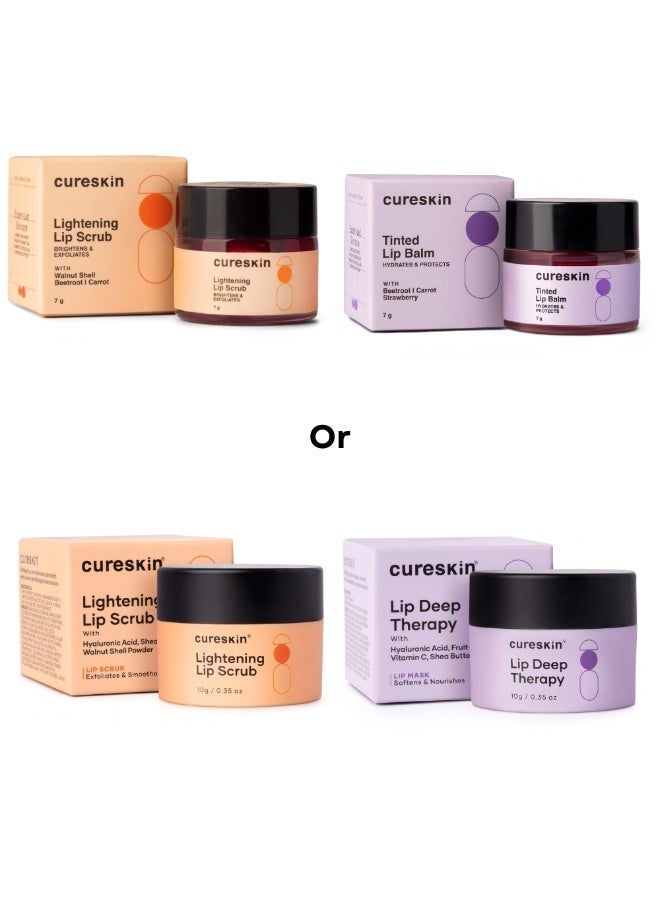 Cureskin Lip Scrub Combo | For Unisex Combo | Lip Deep Therapy for Dark Lips to Lighten | Lightening Lip Scrub for Dark Lips to Lighten Pink,10g 2 Count - Image 1