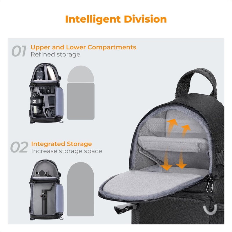 K&F CONCEPT Camera Sling Bag Crossbody Bag Camera Shoulder Backpack DSLR/SLR/Mirrorless Photography Bags Compatible with Canon/Nikon/Sony/Fuji/Gopro/DJI - Image 3