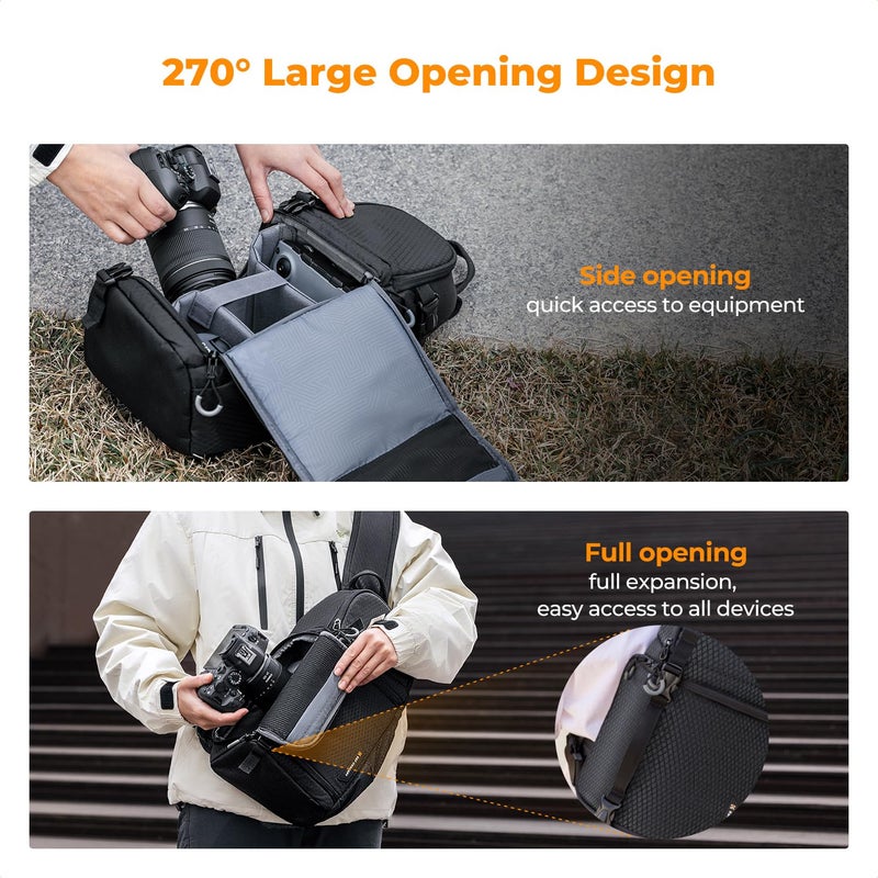 K&F CONCEPT Camera Sling Bag Crossbody Bag Camera Shoulder Backpack DSLR/SLR/Mirrorless Photography Bags Compatible with Canon/Nikon/Sony/Fuji/Gopro/DJI - Image 5