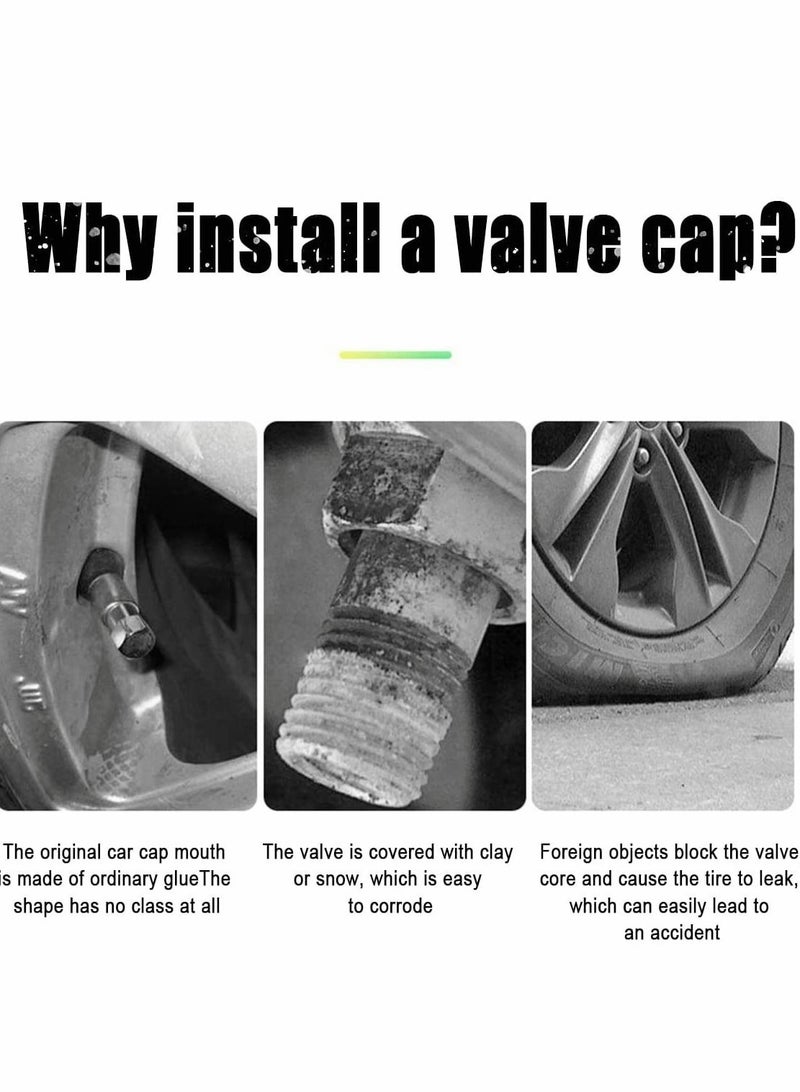 4 قطع من أغطية صمامات الإطارات الفلورية الخضراء للسيارات والدراجات النارية والدراجات الهوائية تتلألأ في الظلام تناسب جميع الأنواع - Image 4