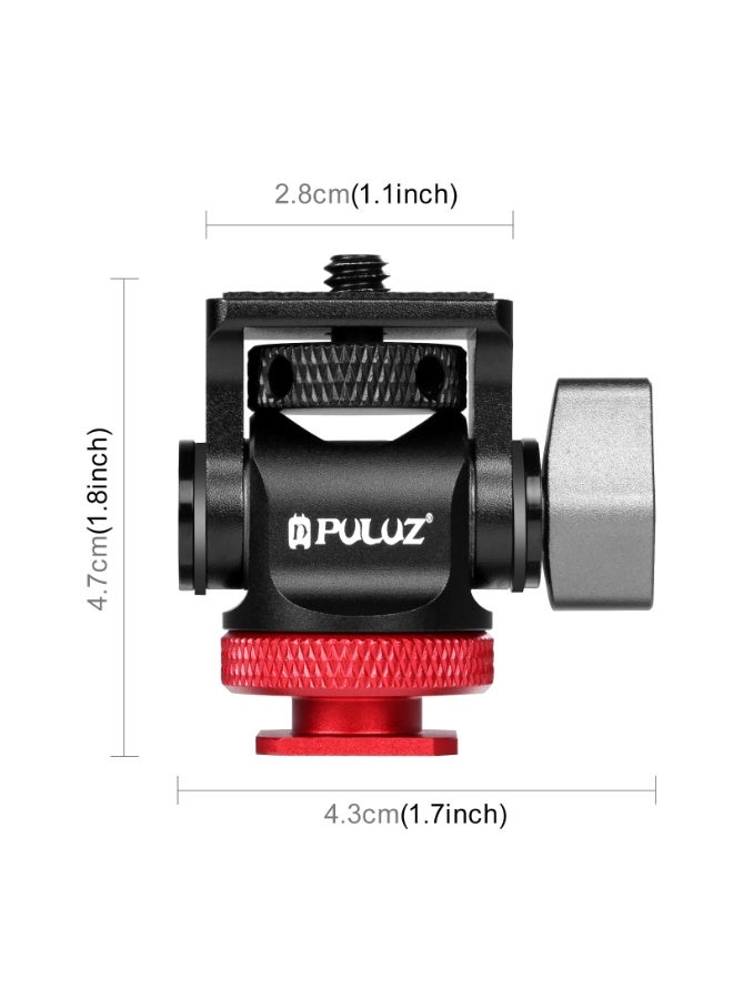 PULUZ PULUZ Mini 180 Degree Swing Tripod Ball Head Cold Shoe Mount Adapter(Red)  - Image 2