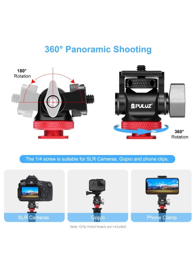 PULUZ PULUZ Mini 180 Degree Swing Tripod Ball Head Cold Shoe Mount Adapter(Red)  - Image 4