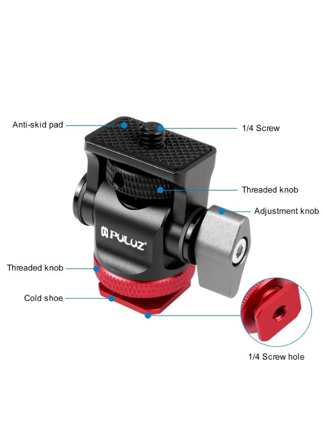 PULUZ PULUZ Mini 180 Degree Swing Tripod Ball Head Cold Shoe Mount Adapter(Red)  - Image 3