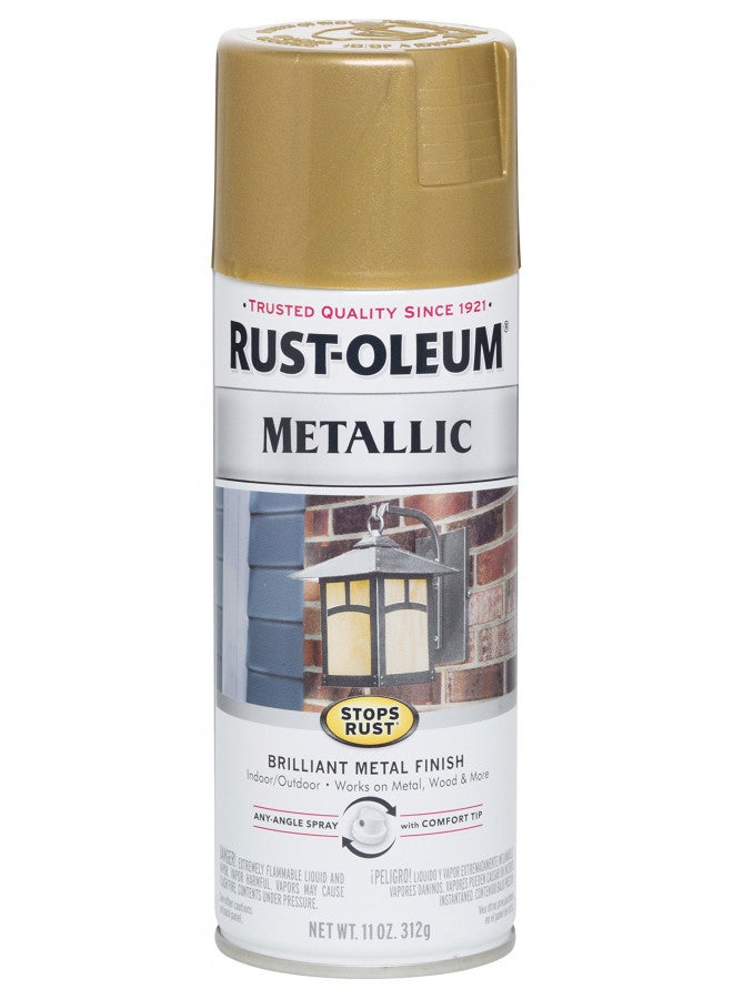 RUST-OLEUM رش طلاء معدني من راست-أوليوم 7270830 يوقف الصدأ، 11 أونصة، ذهبية - Image 1