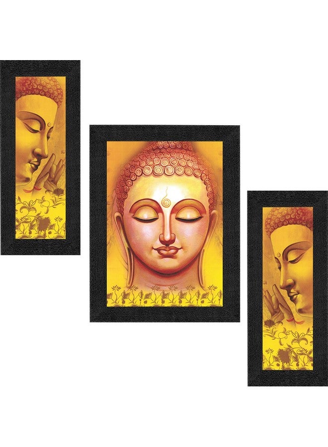 SAF paintings UV Textured Buddha Print Framed Painting Set of 3 for Home Decoration - Size 35 x 2 x 50 cm SANFSA7706 - Image 1