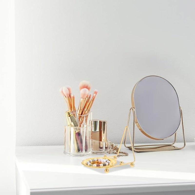 حامل فنجان و صحن حديدي كلاسيكي مع صينية عرض مجوهرات ذهبية 4 بوصة ديكور منزلي - Image 4