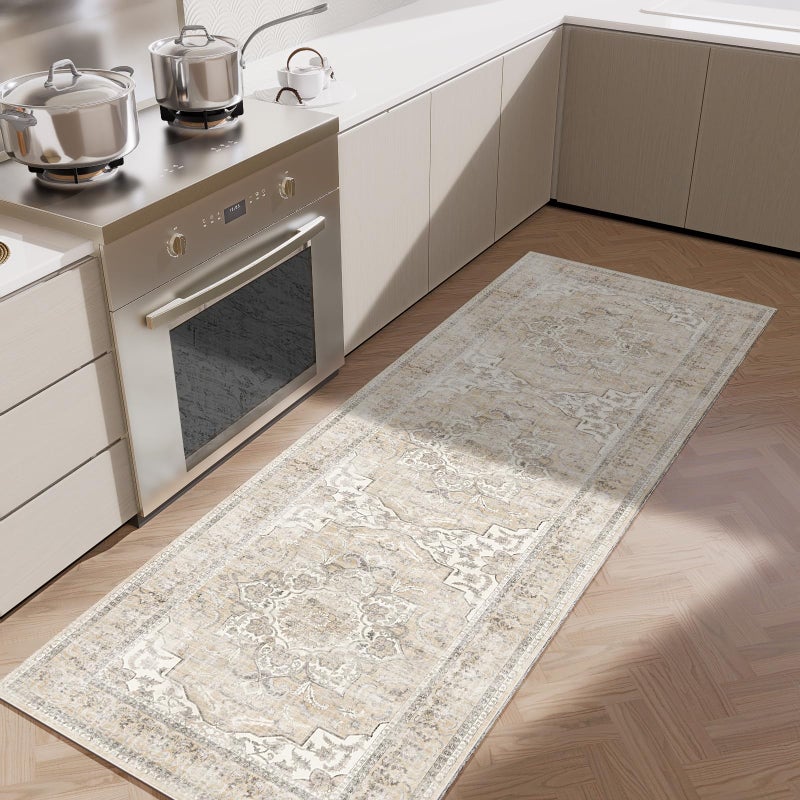 palohom Washable Kitchen Rugs Non Slip: 2x6 Hallway Runner Rug Non Slip Boho Floor Rug with Rubber Backing Soft Faux Wool Low Pile Non Shedding Carpet Runners for Entryway Bedroom Living Room Entrance Indoor - Image 1