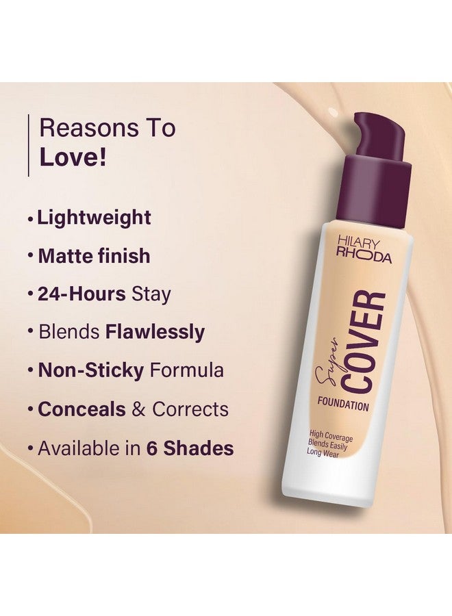 Hilary Rhoda Super Cover Foundation | Blemish Free | High Coverage & Waterproof Foundation | 24-Hour Stay & Non-Sticky Formula | Matte Finish | Blends Flawlessly | 30G (Shell White) - Image 5