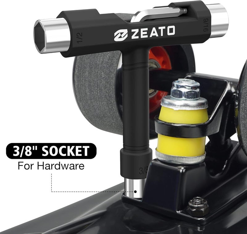 Zeato All-in-One Skate Tools Multi-Function Portable Skateboard T Tool Accessory with T-Type Allen Key and L-Type Phillips Head Wrench Screwdriver - Image 5