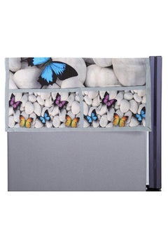 Kuber Industries Kuber Industries Butterfly Print Fridge Cover With Side Pockets|Fridge Top Cover|Refrigerator Cover|Washable Cotton Material|6 Utility Pockets (Cream)  - Image 3