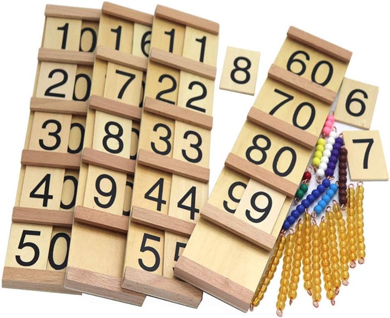 Kghios Montessori Math Toys Material for Toddlers Seguin Boards with Beads Home Edition,Montessori Seguin Boards & Beads - Image 1