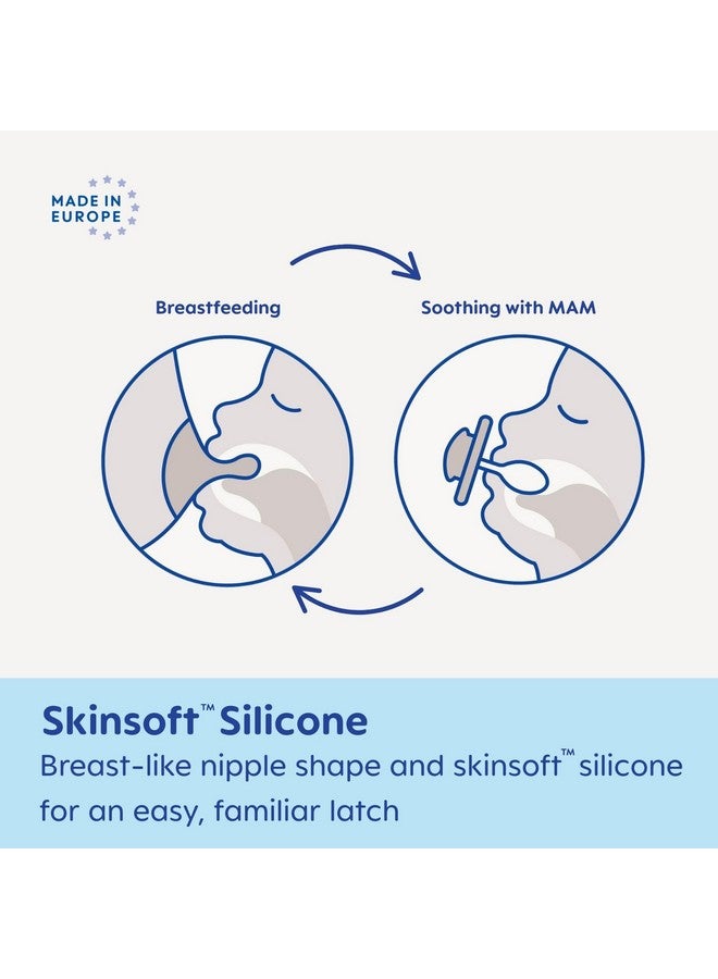 MAM Original Start Matte Baby Pacifiers, Binky for 0-3 Months, BPA-Free Silicone Nipple, Easy to Clean, Best for Newborn Babies, Developed with Medical Experts, 2 Count Binkies with Sterilizer Case - Image 2