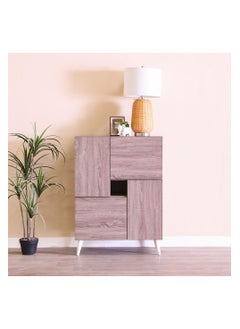 DANUBE HOME Patterson 12-Pair Shoe Cabinet Modern Design Furniture Wooden Shoe Organizer For Entryway Hallway Living Room Made In Malaysia Shoe Storage Rack L80xW42xH109 cm - Dark Oak - 4 DOORS,4 SHELVES  - Image 1