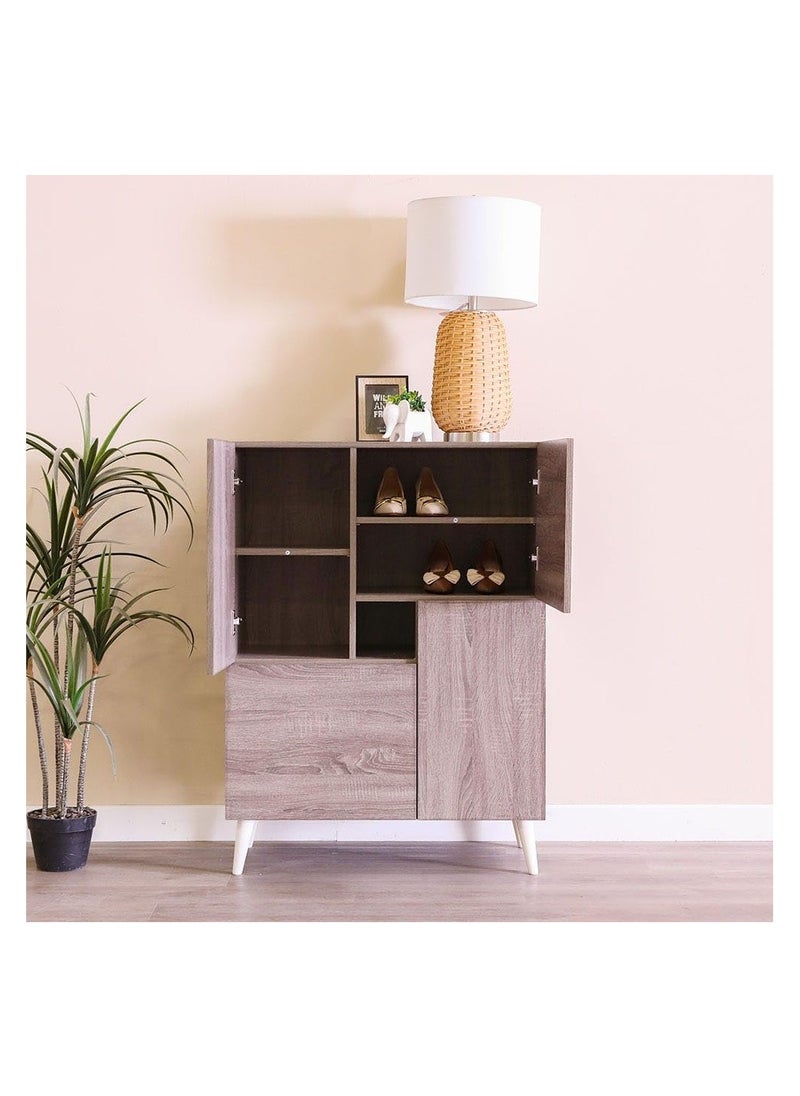DANUBE HOME Patterson 12-Pair Shoe Cabinet Modern Design Furniture Wooden Shoe Organizer For Entryway Hallway Living Room Made In Malaysia Shoe Storage Rack L80xW42xH109 cm - Dark Oak - 4 DOORS,4 SHELVES  - Image 2
