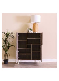 DANUBE HOME Patterson 12-Pair Shoe Cabinet Modern Design Furniture Wooden Shoe Organizer For Entryway Hallway Living Room Made In Malaysia Shoe Storage Rack L80xW42xH109 cm - Dark Oak - 4 DOORS,4 SHELVES  - Image 3