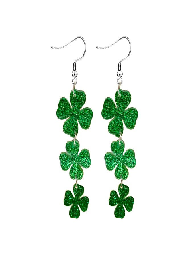INENIMARTJ St. Patrick's Day Earrings for Women,Irish Shamrock Acrylic Dangle Earrings, Green Hat Clover Horseshoe Drop Earrings for Irish Festival (C) - Image 1