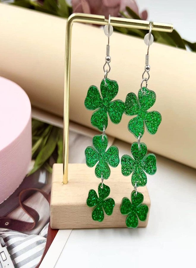 INENIMARTJ St. Patrick's Day Earrings for Women,Irish Shamrock Acrylic Dangle Earrings, Green Hat Clover Horseshoe Drop Earrings for Irish Festival (C) - Image 2