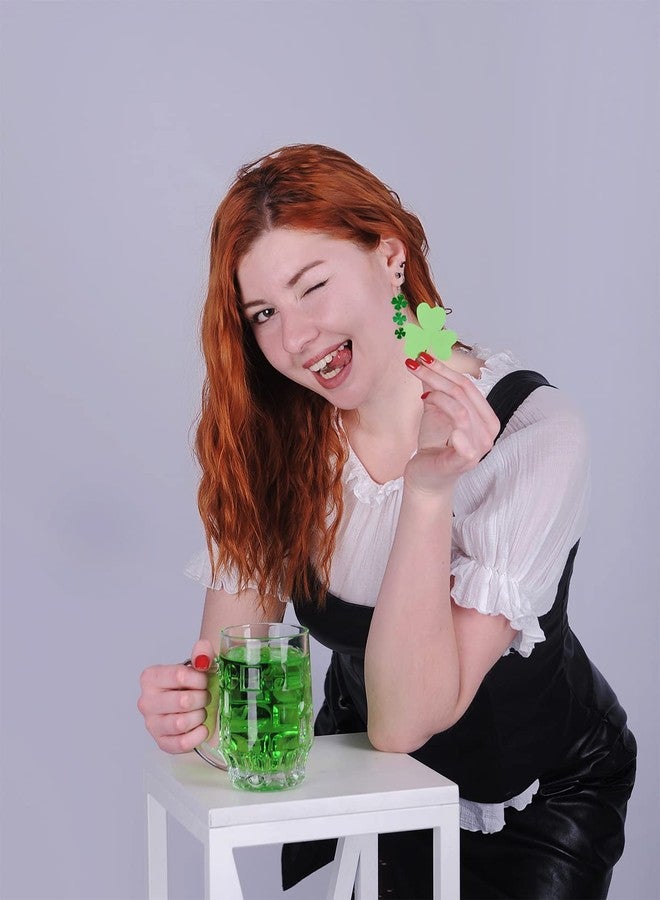 INENIMARTJ St. Patrick's Day Earrings for Women,Irish Shamrock Acrylic Dangle Earrings, Green Hat Clover Horseshoe Drop Earrings for Irish Festival (C) - Image 5