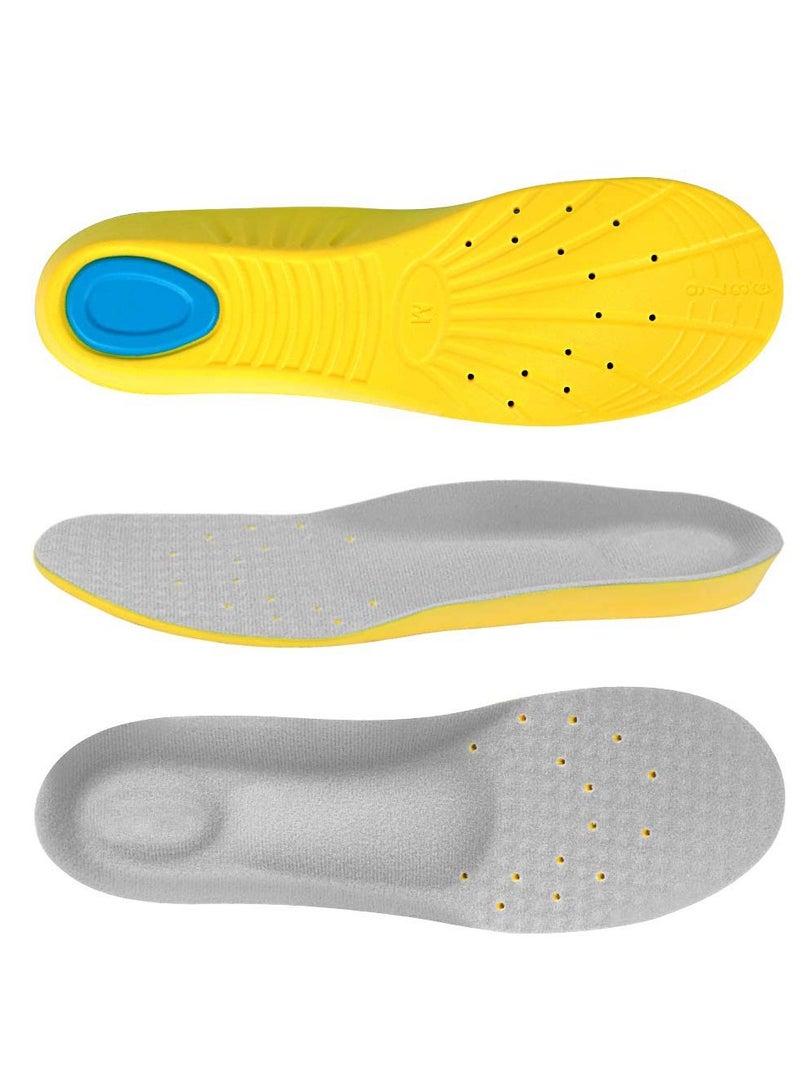 Excefore Memory Foam Insoles, PU Sport Insoles, Comfortable Breathable, Shock Absorption Arch Support Insoles (Men 38-42.5/ Women 37-42) - Image 1