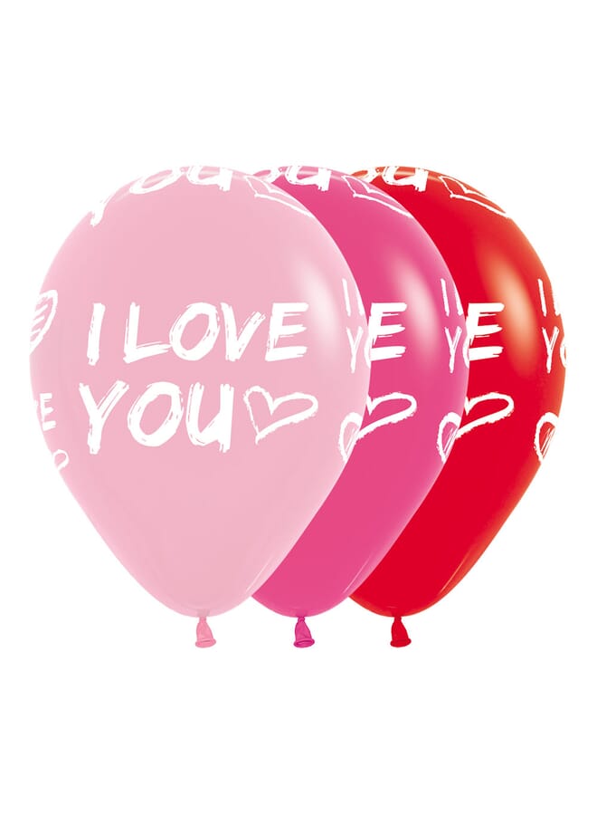 بارتي تايم 30 سم 12 قطعة بالونات I Love You الحديثة ذات الموضة المتنوعة مقاس 12 بوصة - Image 1