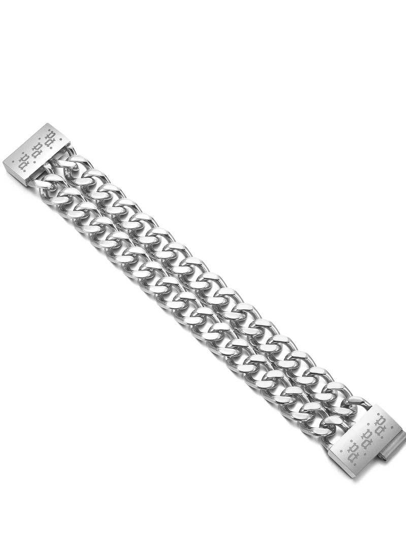 Police Signature Link Silver Curb Chain Bracelet Small for Men