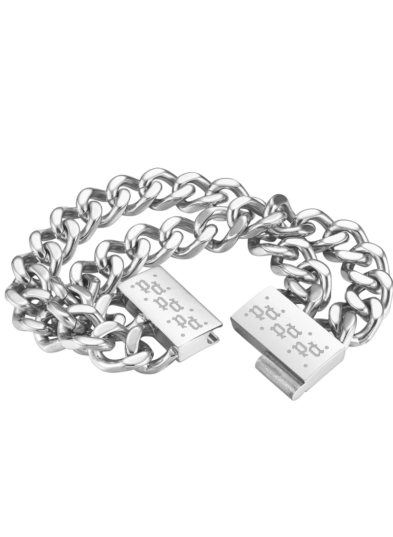 Police  Signature Link Silver Curb Chain Bracelet Small for Men for Men | Best Price UAE