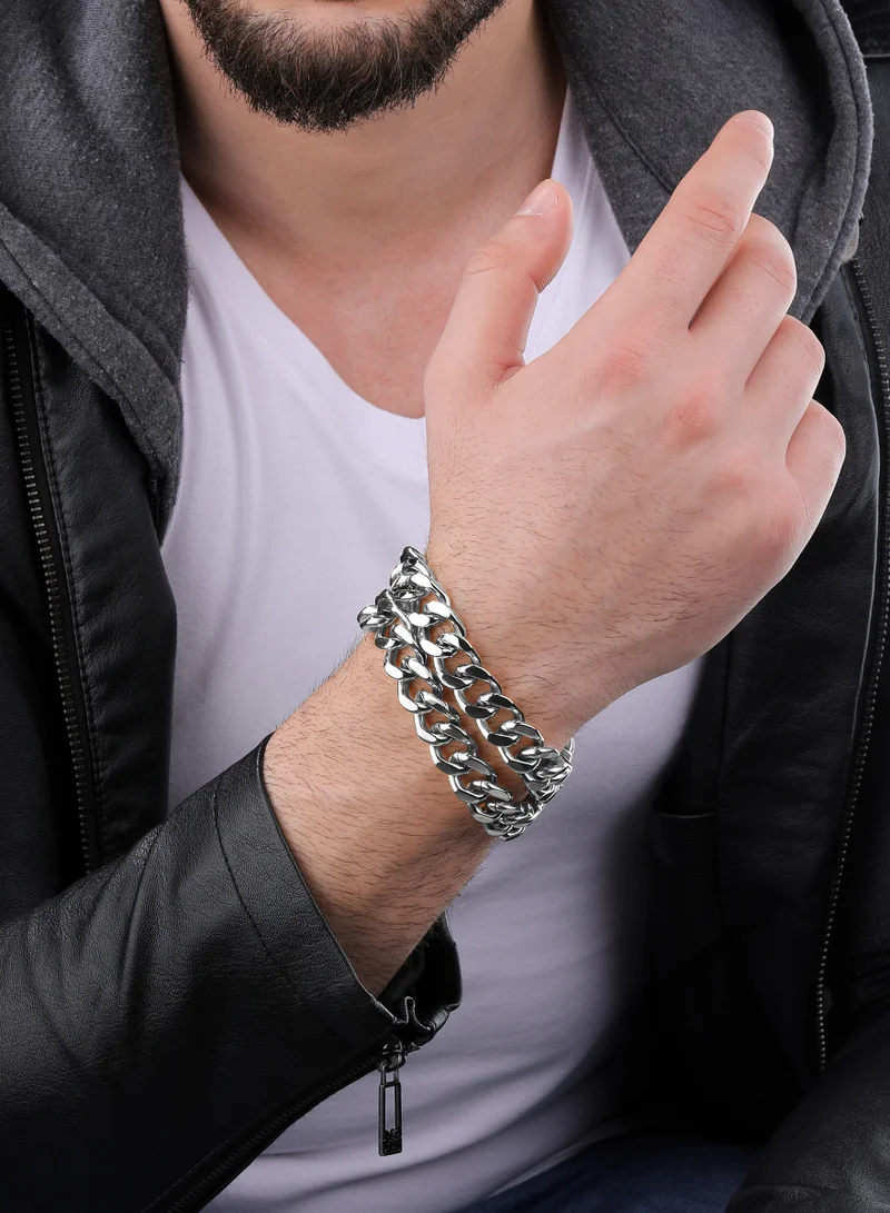 Police  Signature Link Silver Curb Chain Bracelet Small for Men for Men | Best Price UAE