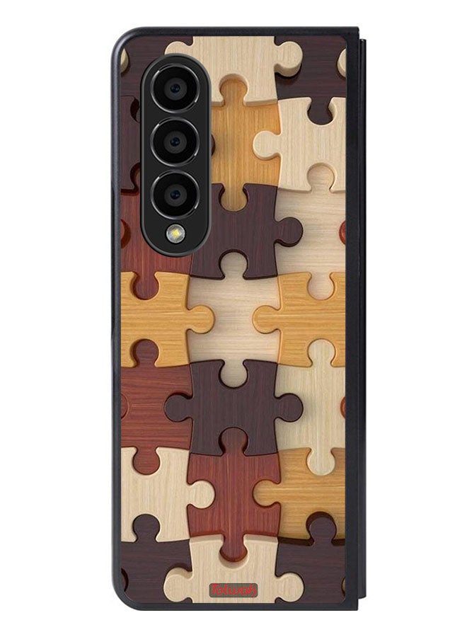Tolwak Samsung Galaxy Z Fold 4 Protective Case Cover Wooden Pattern - Image 1