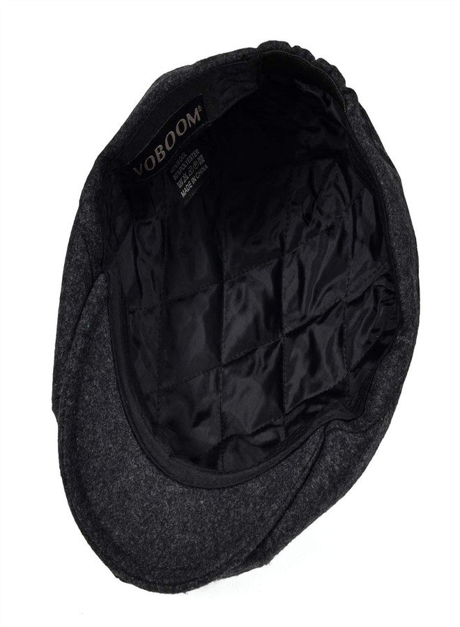 VOBOOM Men Wool Blend 8 Panel Newsboy Cap Herringbone Cabbie Flat Tweed Hat (Grey) - Image 5