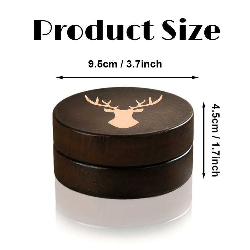 Golden Circular Wooden Ashtray With Deer Silhouette Portable Easy Clean - Image 2