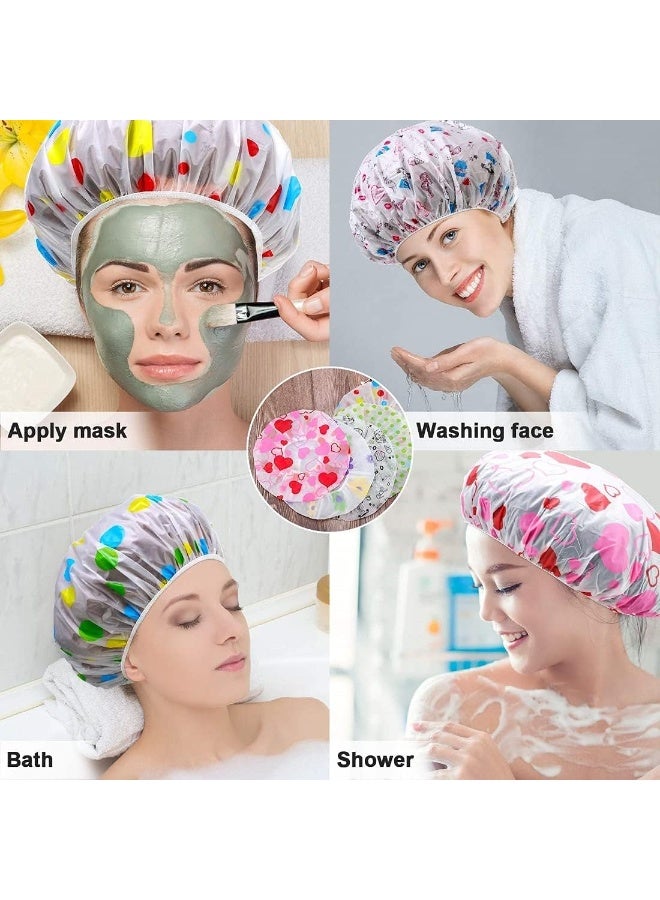 طواقي استحمام للنساء، بونيهات للحمام أستك ومقاومة للمياه وقابلة لإعادة الاستخدام من إيفا بمقاس موحد لمنازل وسبا وصالونات وعلاجات شعر وصالونات تجميل  طقم من 3 قطع (متعدد ألوان ومتعدد تصميمات) - Image 5