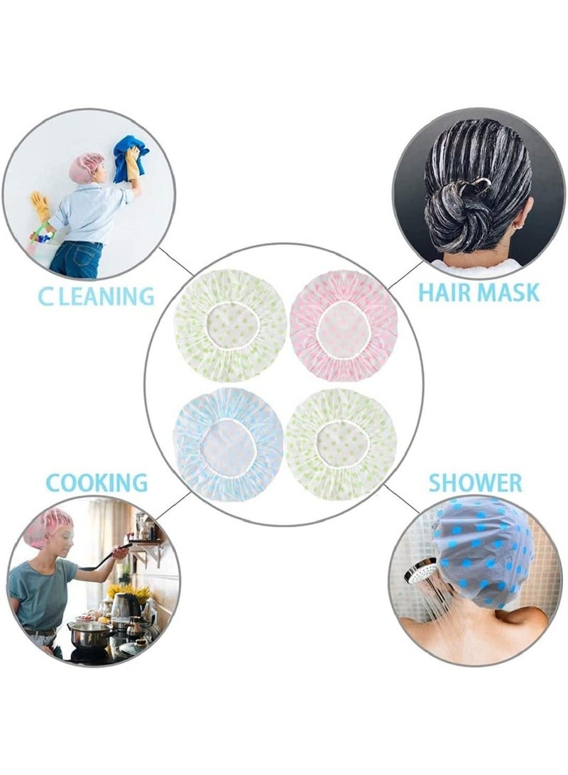 طواقي استحمام للنساء، بونيهات للحمام أستك ومقاومة للمياه وقابلة لإعادة الاستخدام من إيفا بمقاس موحد لمنازل وسبا وصالونات وعلاجات شعر وصالونات تجميل  طقم من 3 قطع (متعدد ألوان ومتعدد تصميمات) - Image 4