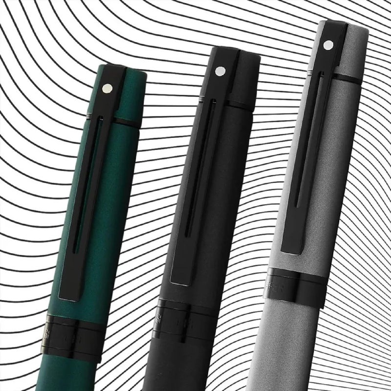 SHEAFFER قلم شيفر 300 E9346 لامع أخضر غير لامع مع حواف سوداء مصقولة RB - Image 2