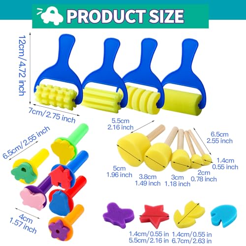YGDZ Paint Sponges for Kids, 39pcs Early Learning Toddlers Sponge Paint Brushes Stamps Foam Art Craft Drawing Tools - Image 2