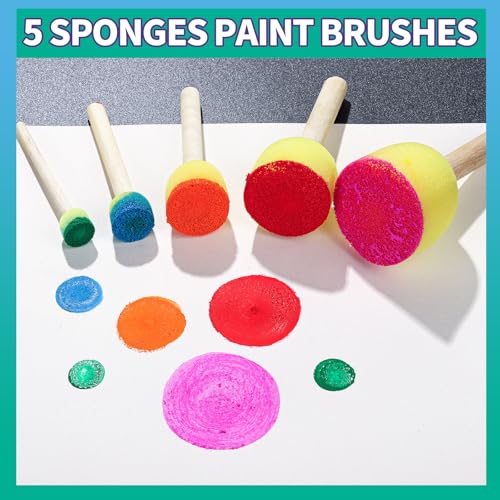 YGDZ Paint Sponges for Kids, 39pcs Early Learning Toddlers Sponge Paint Brushes Stamps Foam Art Craft Drawing Tools - Image 4