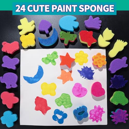 YGDZ Paint Sponges for Kids, 39pcs Early Learning Toddlers Sponge Paint Brushes Stamps Foam Art Craft Drawing Tools - Image 5