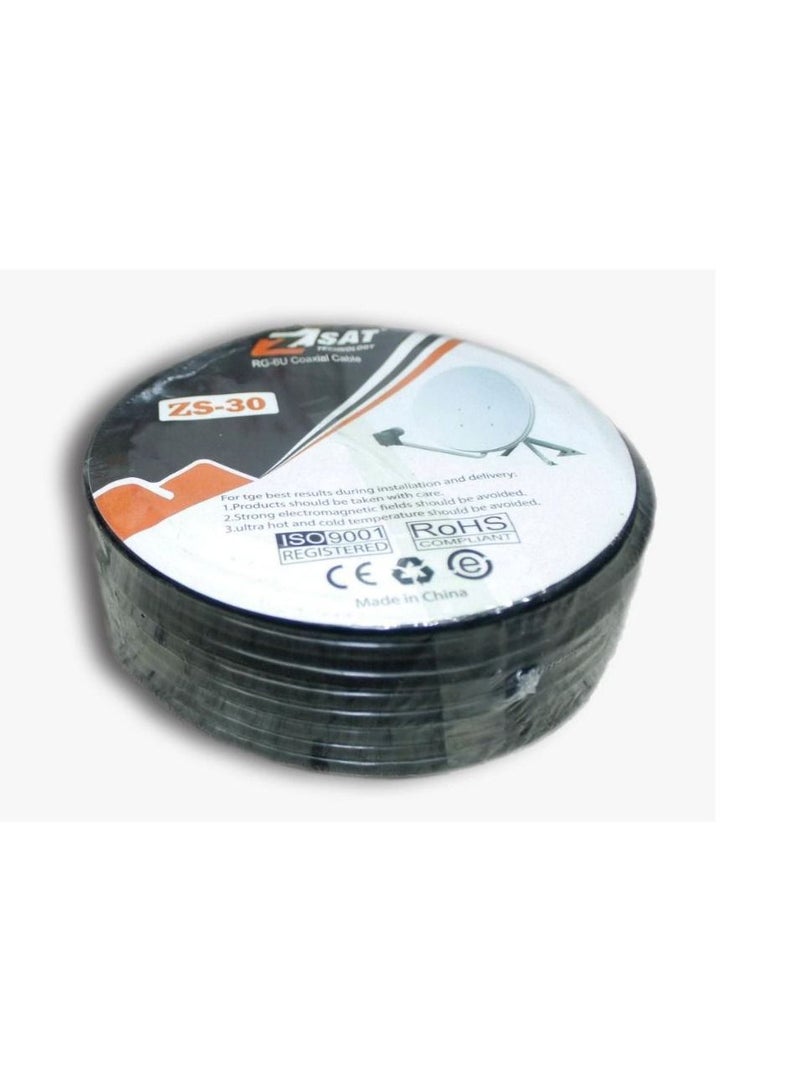 Wire Satellite Cable 30 Yard (21M)- Black 