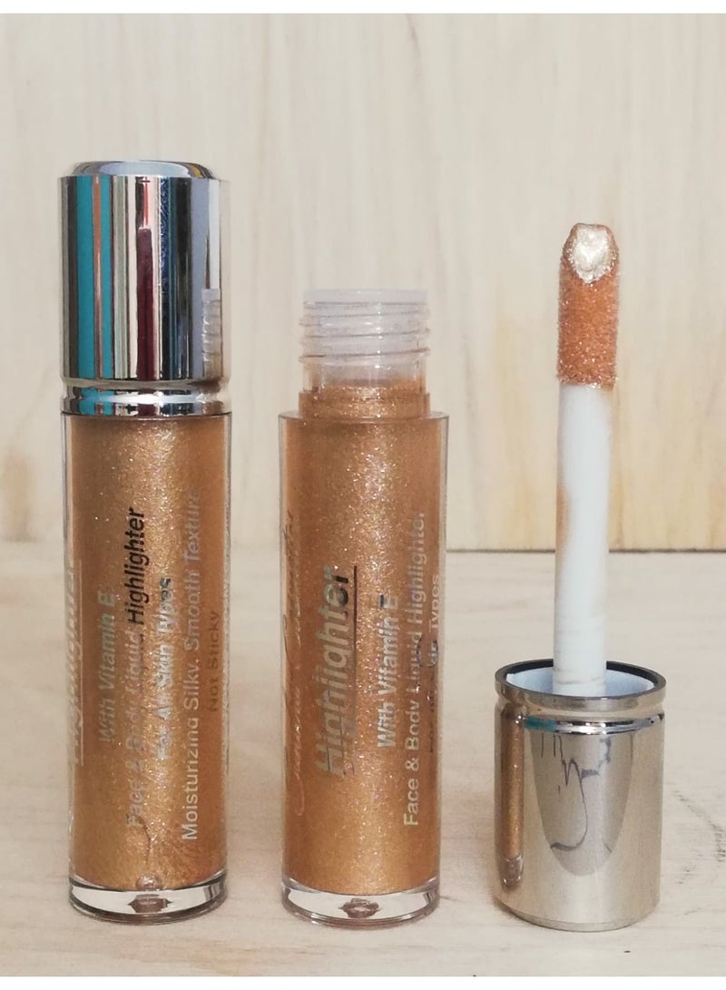 Highlighter With Vitamin E, Face & Body Liquid Highlighter For All Skin Types, Moisturizing Silky, Smooth Texture Not Sticky Color 04
