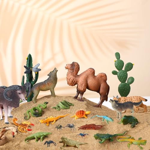 MiniInflat Desert Animals Figurines Set Model Trees Kit Desert Diorama Supplies Animals Figures with Tree and Cactuses Figurines Resin Insects for Kids Birthday Party Favors School Projects - Image 4