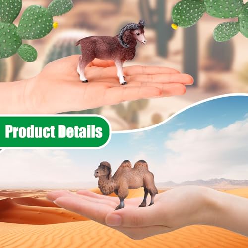 MiniInflat Desert Animals Figurines Set Model Trees Kit Desert Diorama Supplies Animals Figures with Tree and Cactuses Figurines Resin Insects for Kids Birthday Party Favors School Projects - Image 3