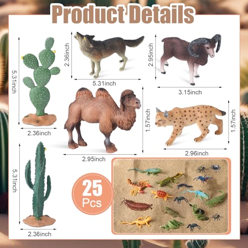 MiniInflat Desert Animals Figurines Set Model Trees Kit Desert Diorama Supplies Animals Figures with Tree and Cactuses Figurines Resin Insects for Kids Birthday Party Favors School Projects - Image 2