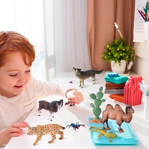 MiniInflat Desert Animals Figurines Set Model Trees Kit Desert Diorama Supplies Animals Figures with Tree and Cactuses Figurines Resin Insects for Kids Birthday Party Favors School Projects - Image 5