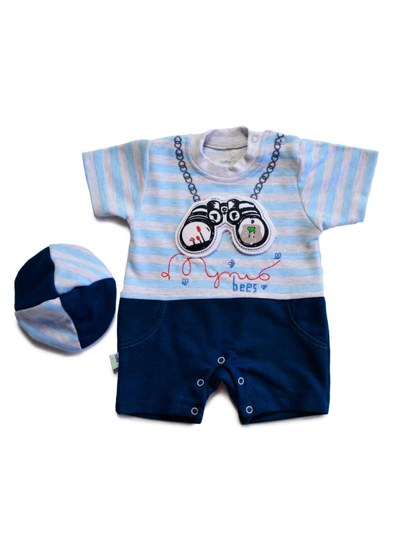 BabyShoora - Discovery Baby Jumpsuit Print Blue - Image 1