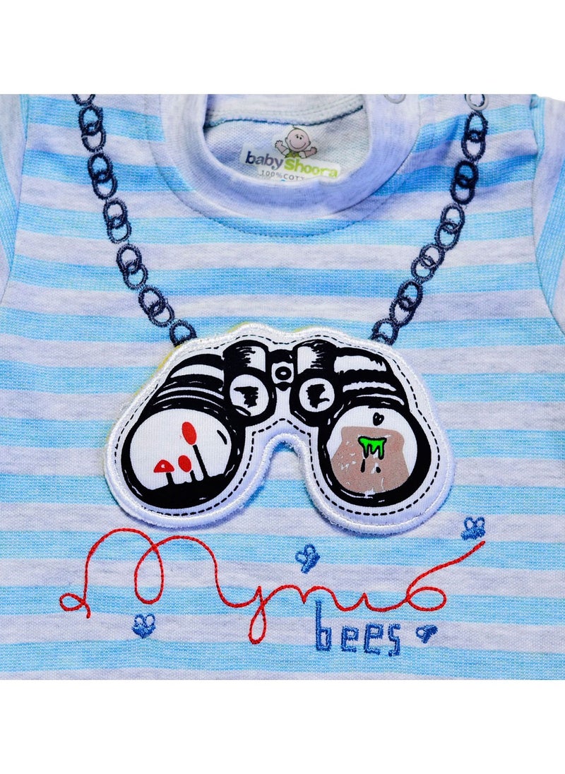 BabyShoora - Discovery Baby Jumpsuit Print Blue - Image 1
