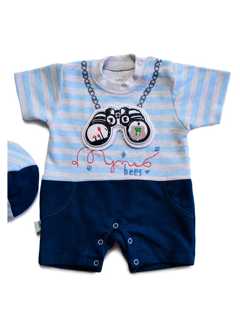BabyShoora - Discovery Baby Jumpsuit Print Blue - Image 1