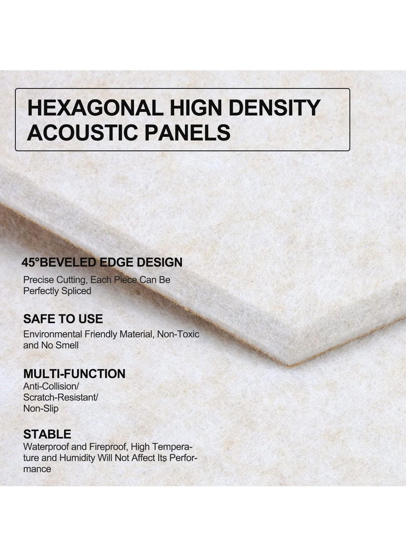AUTOYSUR - 12 Pack Soundproof Wall Panels, Acoustic Panels Self-Adhesive, Acoustic Panels Sound Absorbing High Density, Hexagon Sound Proof Panels for Walls Acoustic Treatment Home Studio Gaming Room, Beige - Image 1