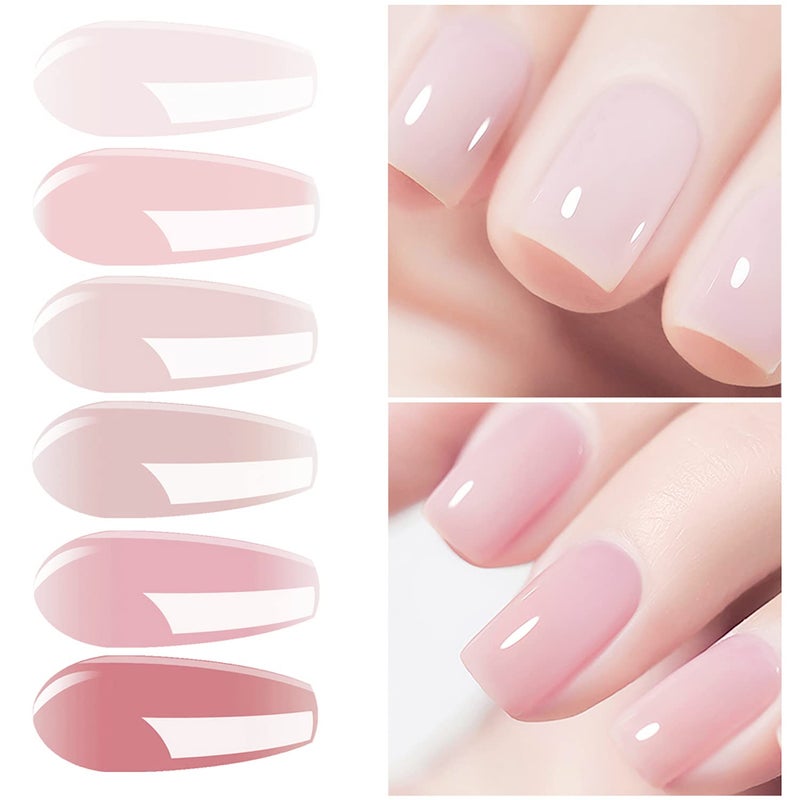 Vishine Gel Nail Polish Kit UV Light, 36W UV LED Nail Dryer Lamp, 6 Sheer Milky Pink Jelly Transparent Colors Base Top Coat Professional All-in-One Nail Art Manicure Tools - Image 3
