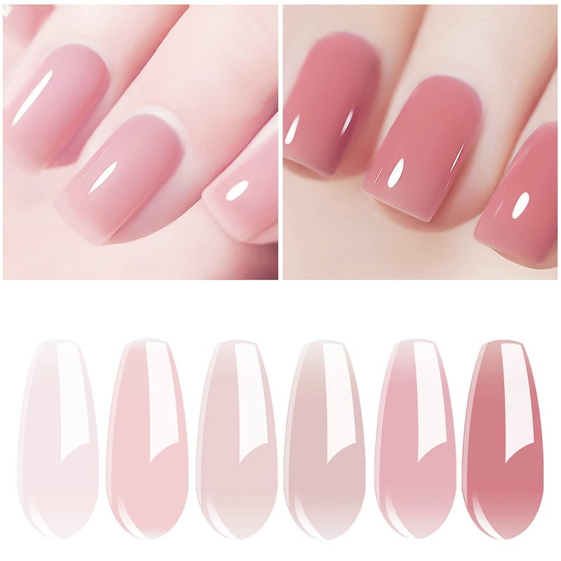 Vishine Gel Nail Polish Kit UV Light, 36W UV LED Nail Dryer Lamp, 6 Sheer Milky Pink Jelly Transparent Colors Base Top Coat Professional All-in-One Nail Art Manicure Tools - Image 2