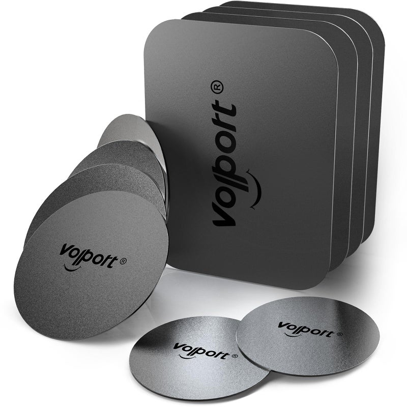 volport Metal Plate for Phone Magnet, 10 Pack MagicPlate with 3M Adhesive Replacement for Magnetic Phone Car Mount Holder & Cradle & Stand (Vent/CD/Windshield/Dashboard) - Rectangle and Round - Image 1